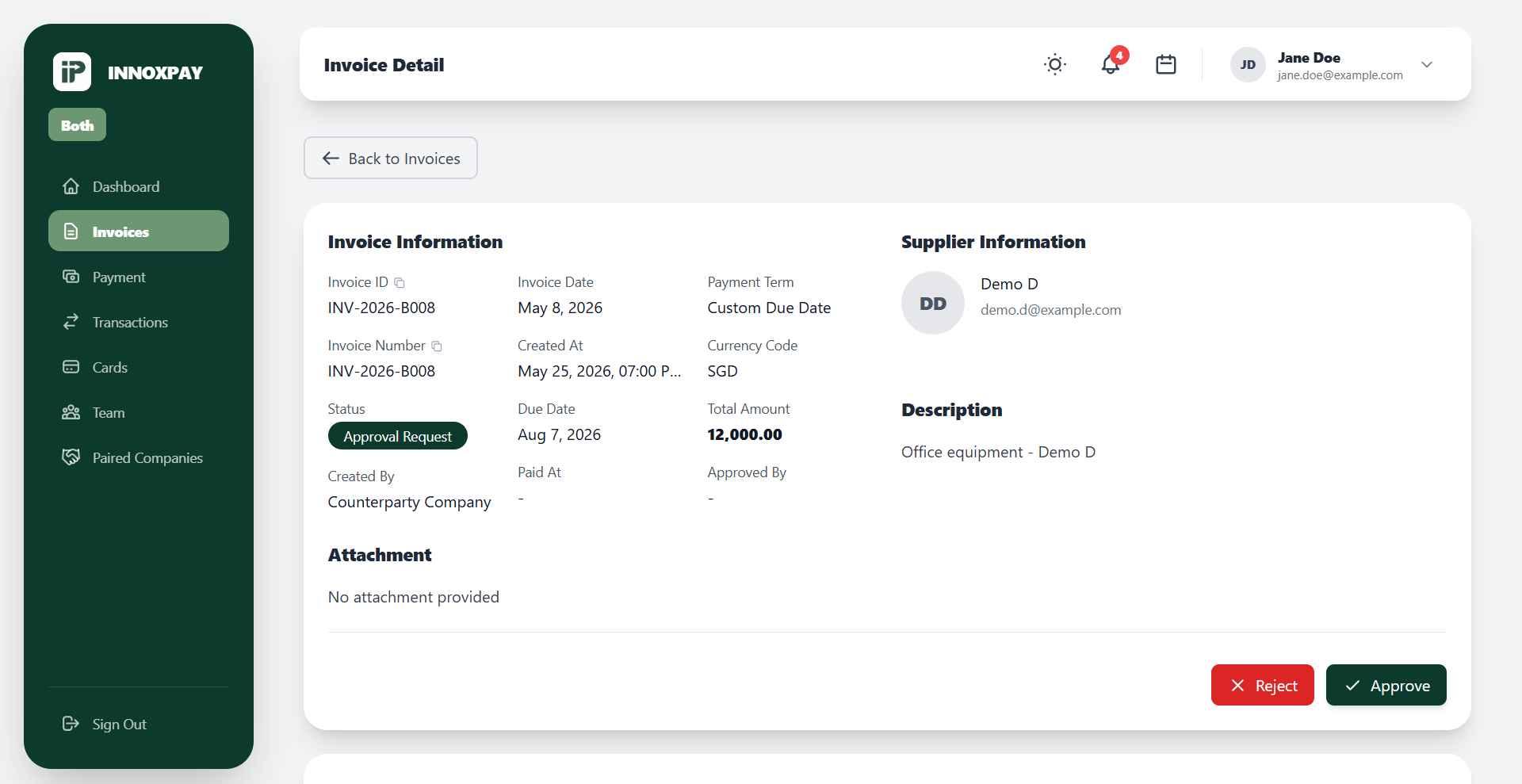 Approval Workflow Screenshot